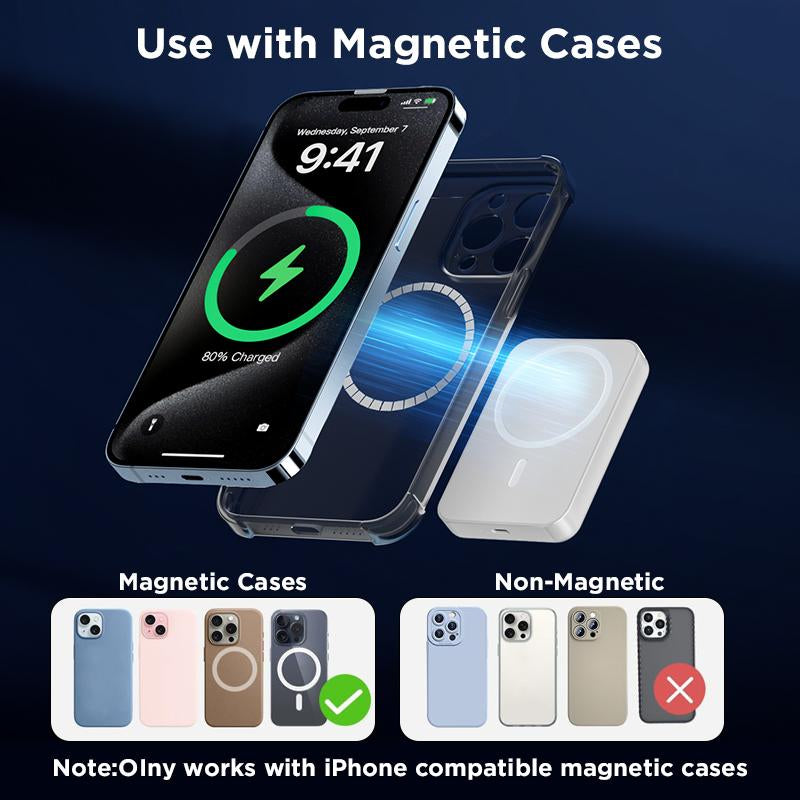 5000mAh Magnetic Power Bank - Fast Charging Wireless Charger for iPhone 17/16/15/14/13/12/Plus/Pro Max - Compact, Portable, and Perfect for On-the-Go Charging